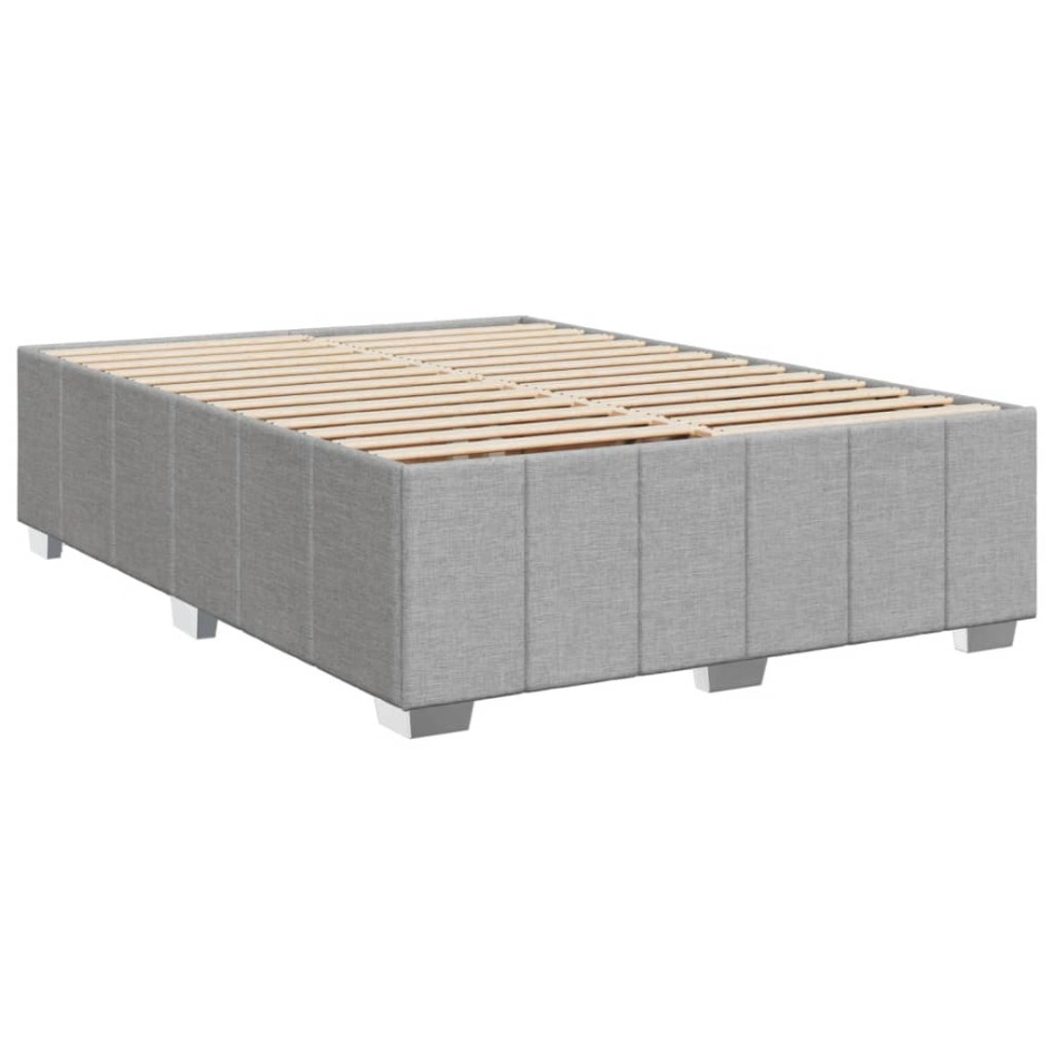 Cama box spring con colchón tela gris claro 140x190