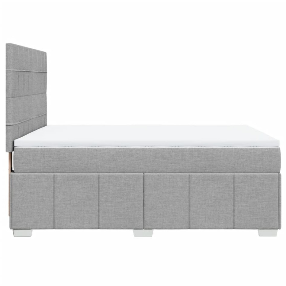 Cama box spring con colchón tela gris claro 140x190