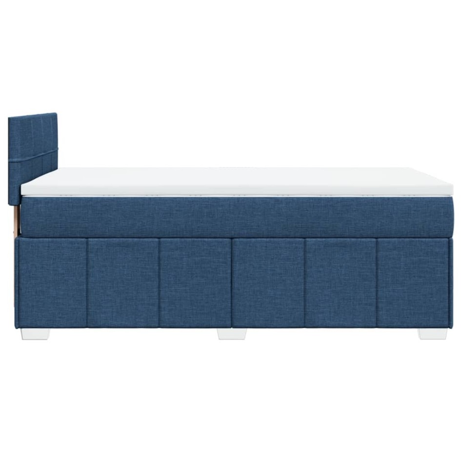 Cama box spring con colchón tela azul 100x200