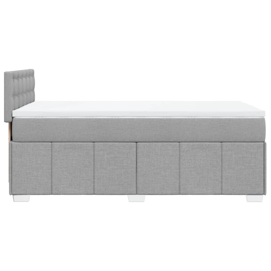 Cama box spring con colchón tela gris claro 100x200