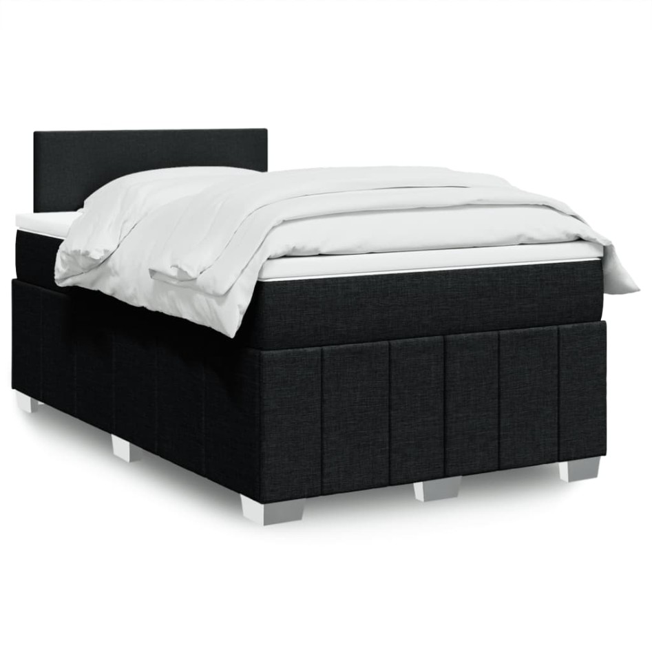 Cama box spring con colchón tela negro 120x190