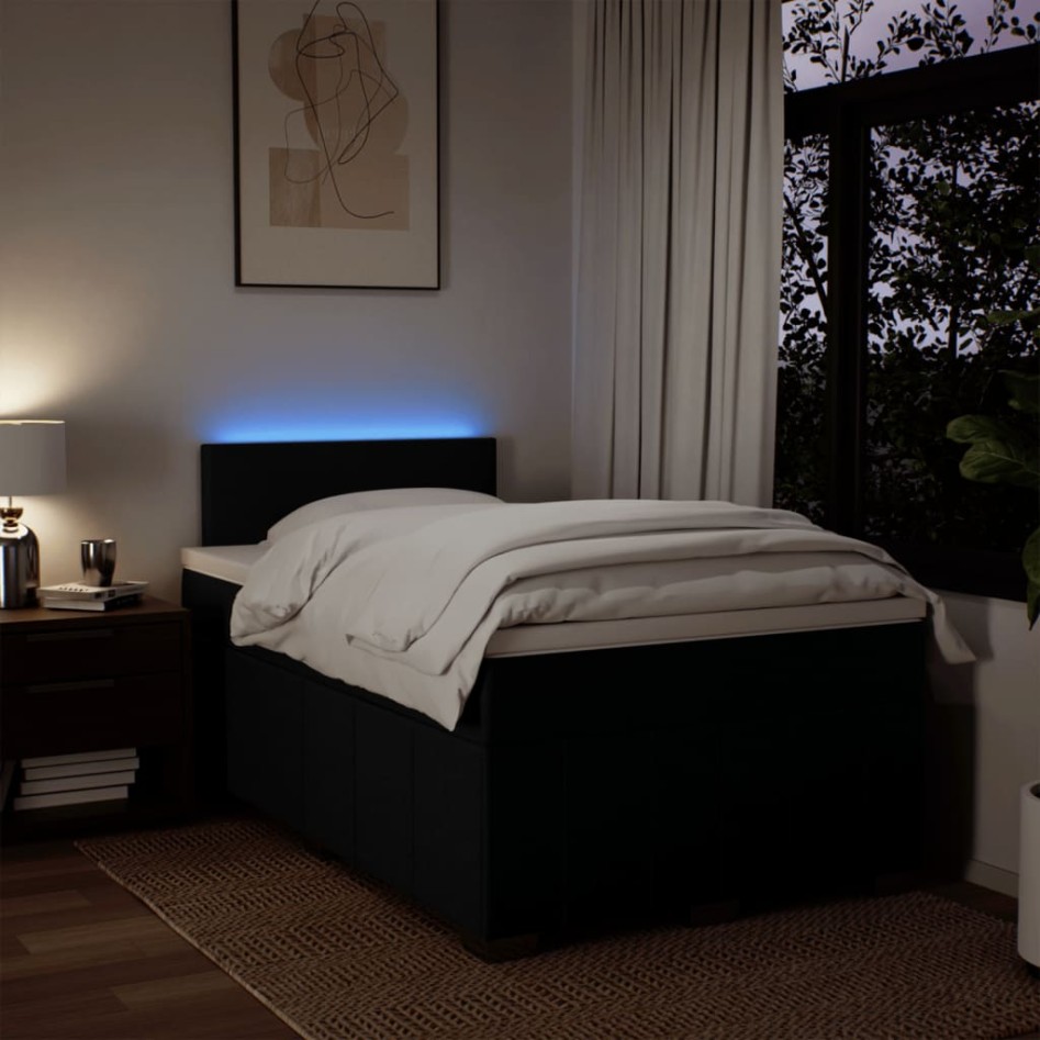 Cama box spring con colchón tela negro 120x190