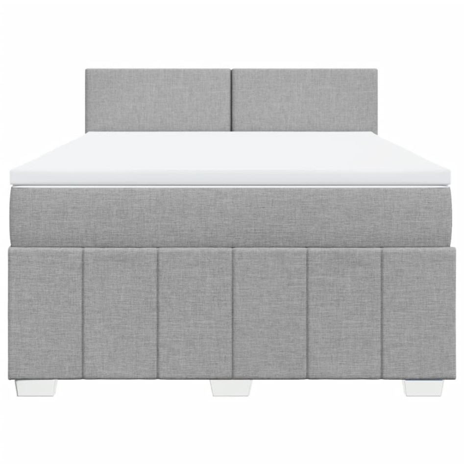 Cama box spring con colchón tela gris claro 140x190