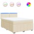 Cama box spring con colchón tela color crema 140x190