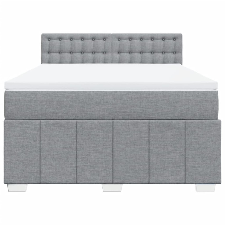 Cama box spring con colchón tela gris claro 140x190