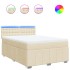 Cama box spring con colchón tela color crema 140x190