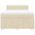 Cama box spring con colchón tela color crema 140x190