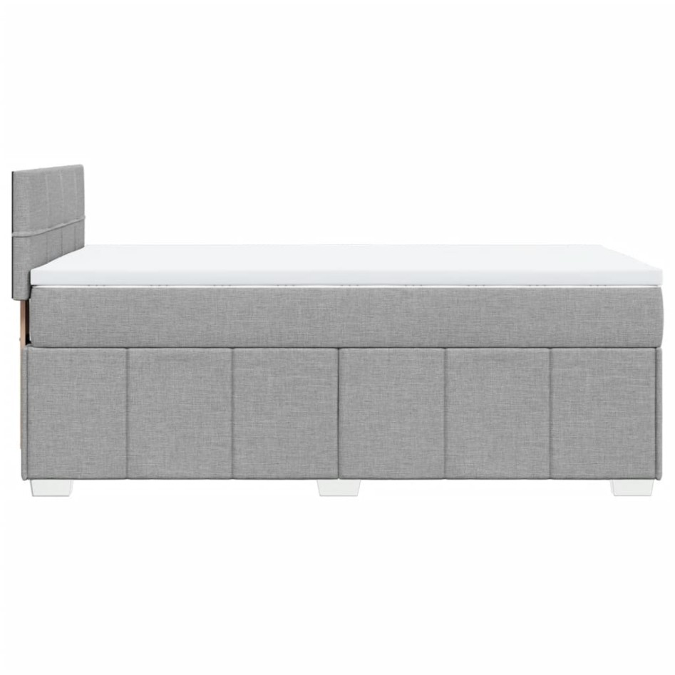 Cama box spring con colchón tela gris claro 100x200