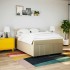 Cama box spring con colchón tela color crema 140x190