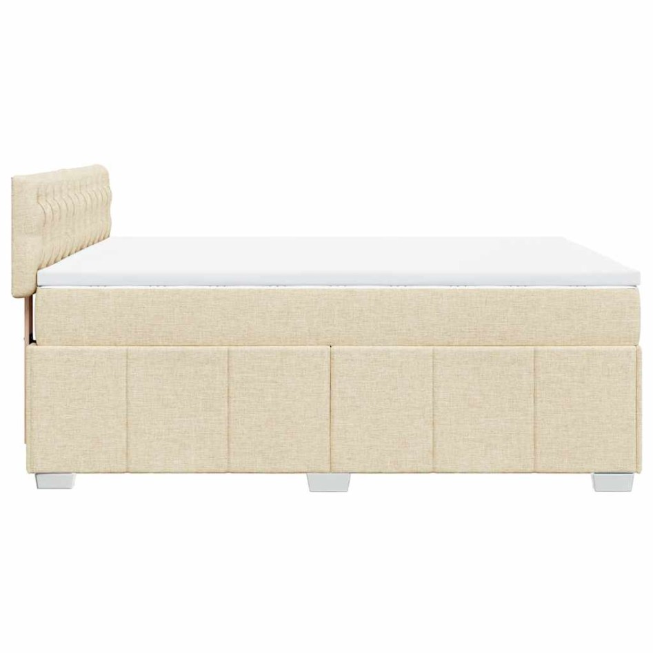 Cama box spring con colchón tela color crema 140x190