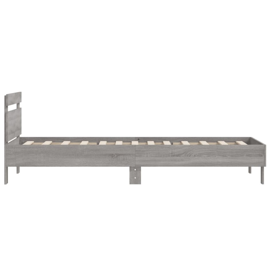 Cama con cabecero madera de ingeniería gris Sonoma 100x200
