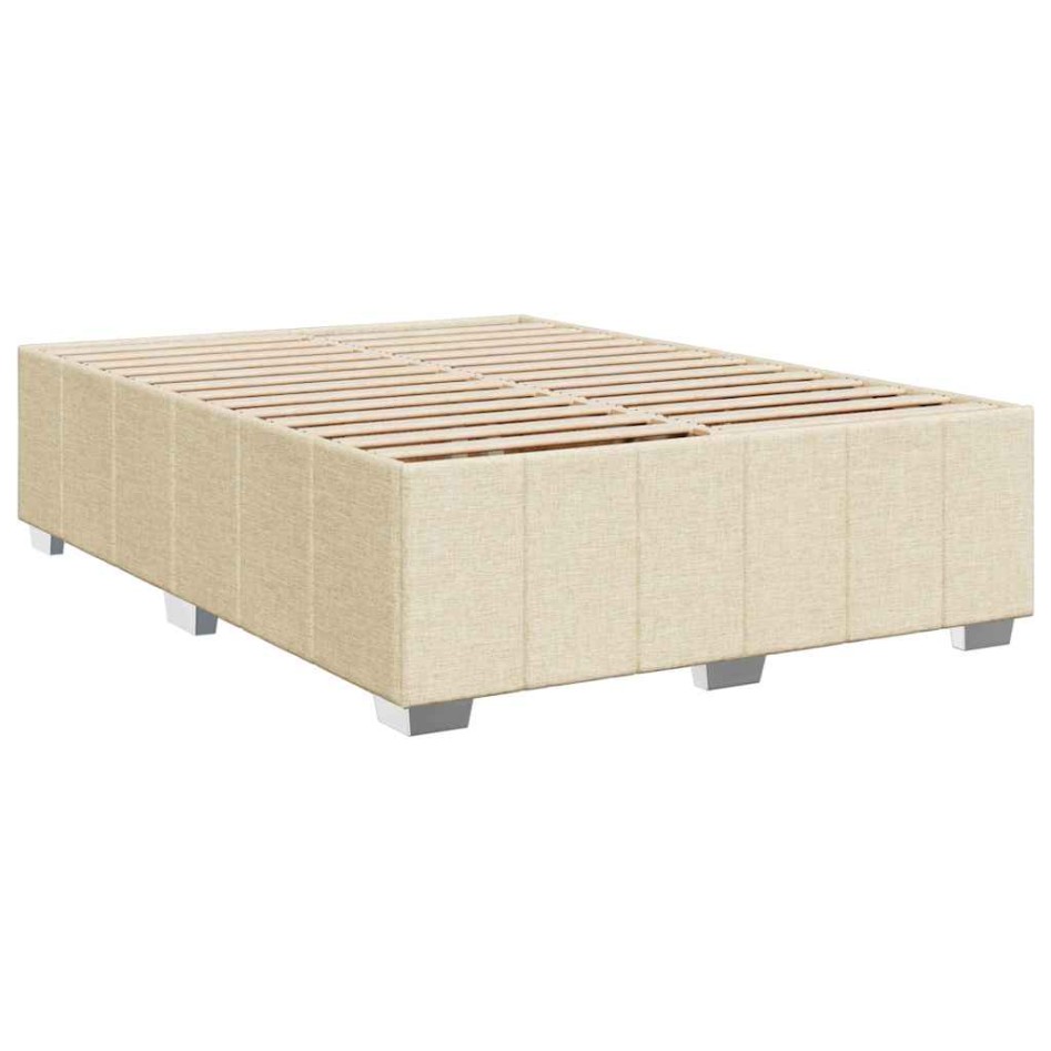 Cama box spring con colchón tela color crema 140x190