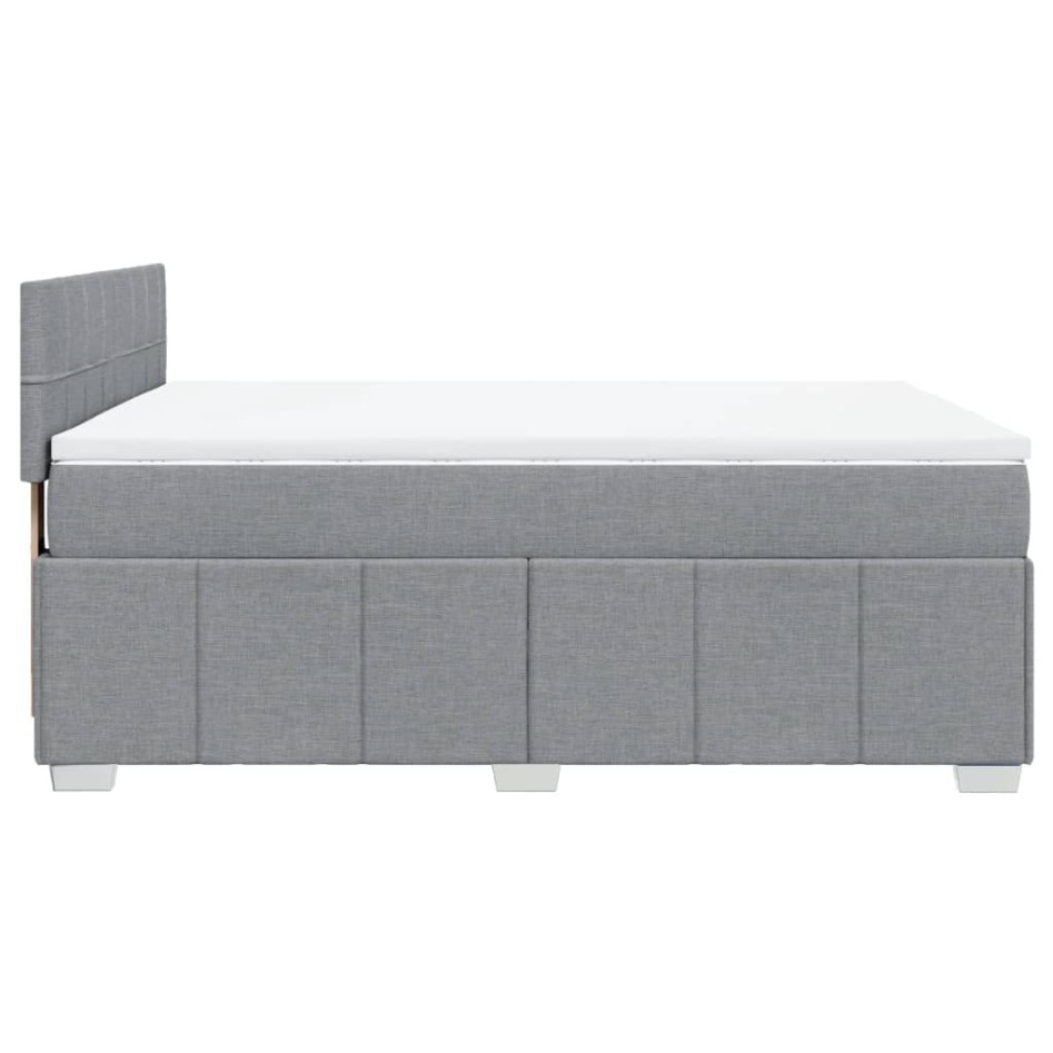 Cama box spring con colchón tela gris claro 140x190