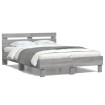 Estructura de cama cabecero y luces LED gris Sonoma 120x190 cm