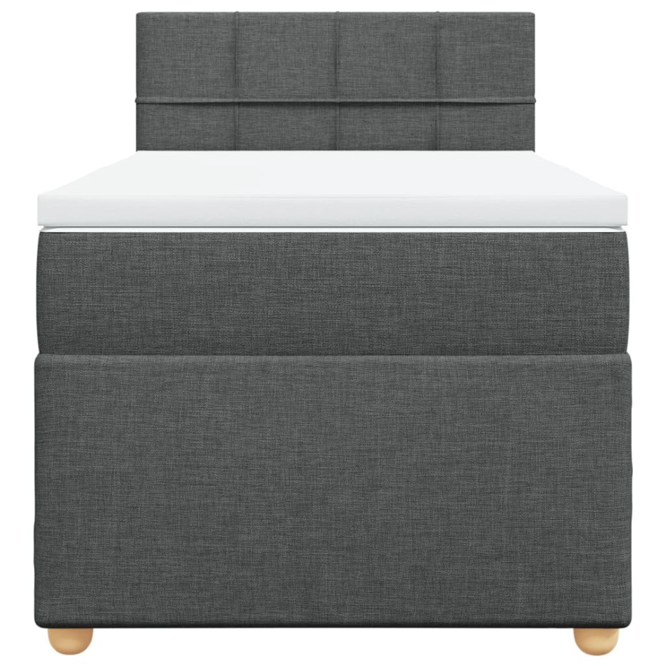 Cama box spring individual con colchón tela gris
