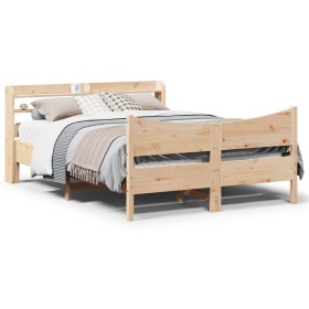 Estructura de cama con cabecero madera de pino blanco