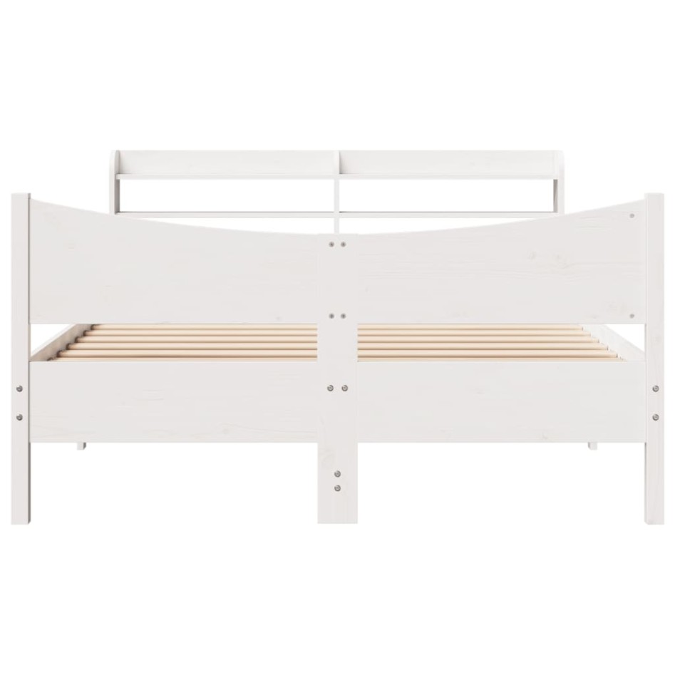 Estructura de cama con cabecero madera pino blanco 140x190