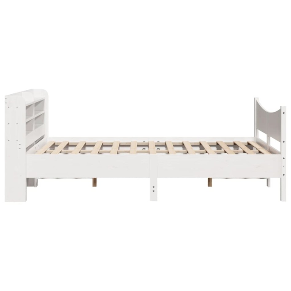 Estructura de cama con cabecero madera pino blanco 140x190