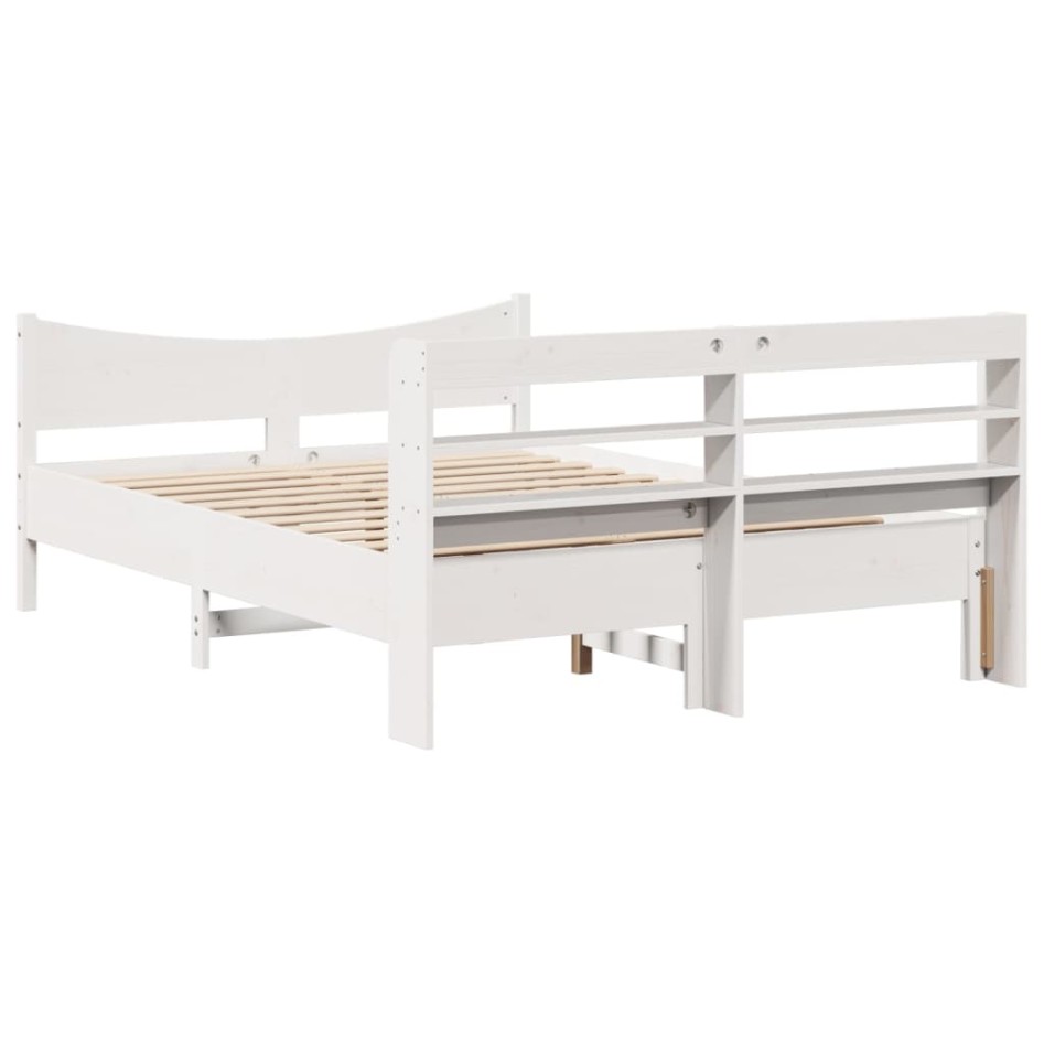 Estructura de cama con cabecero madera pino blanco 140x190