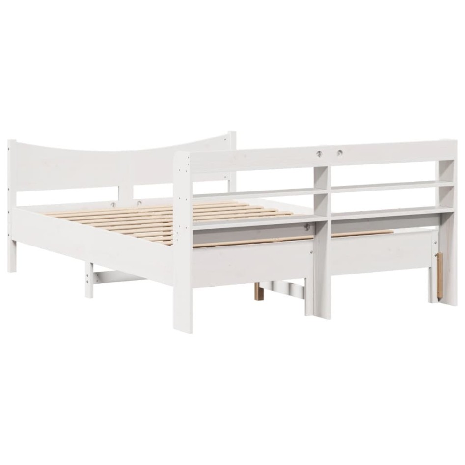 Estructura de cama con cabecero madera pino blanco 135x190
