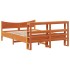 Estructura cama con cabecero madera pino marrón cera 140x190