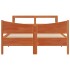 Estructura cama con cabecero madera pino marrón cera 135x190