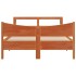Estructura cama con cabecero madera pino marrón cera 120x200