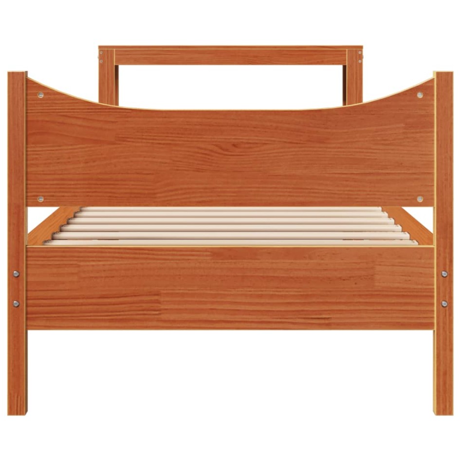 Estructura cama con cabecero madera pino marrón cera 75x190