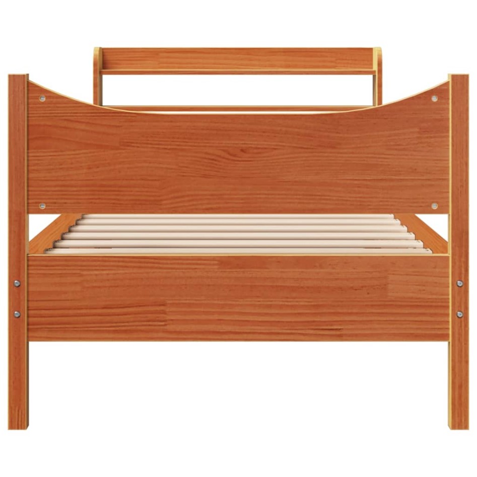 Estructura cama con cabecero madera pino marrón cera 90x200