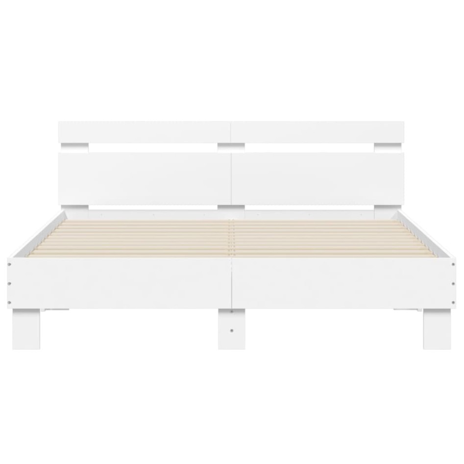 Estructura de cama con cabecero y luces LED blanco 150x200