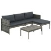 Set muebles de jardín 3 piezas con cojines ratán sintético gris