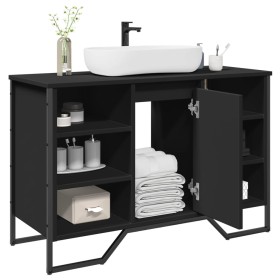 Armario de lavabo de baño madera ingeniería negro 91x35x60