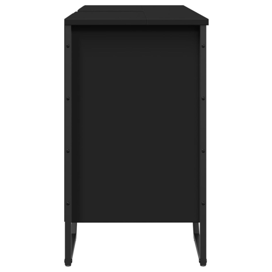 Armario de lavabo de baño madera ingeniería negro 91x35x60