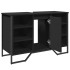 Armario de lavabo de baño madera ingeniería negro 91x35x60