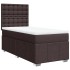 Cama box spring con colchón tela marrón oscuro 80x200