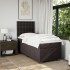 Cama box spring con colchón tela marrón oscuro 80x200