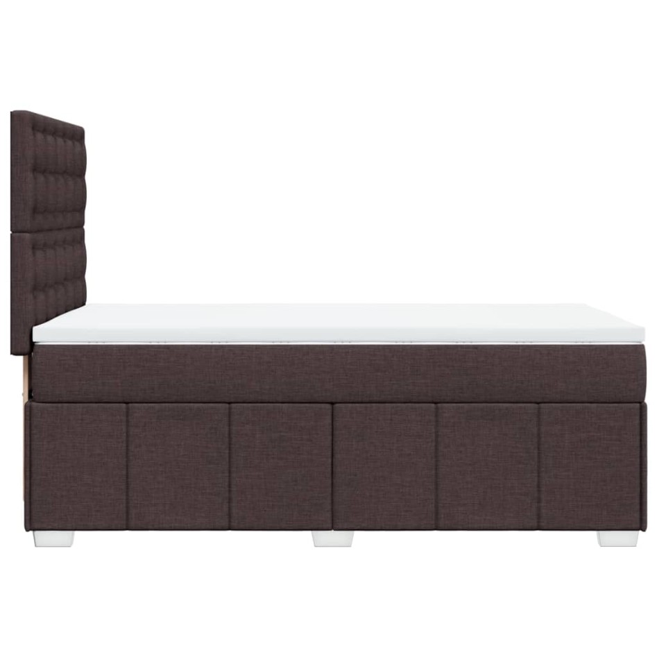 Cama box spring con colchón tela marrón oscuro 80x200