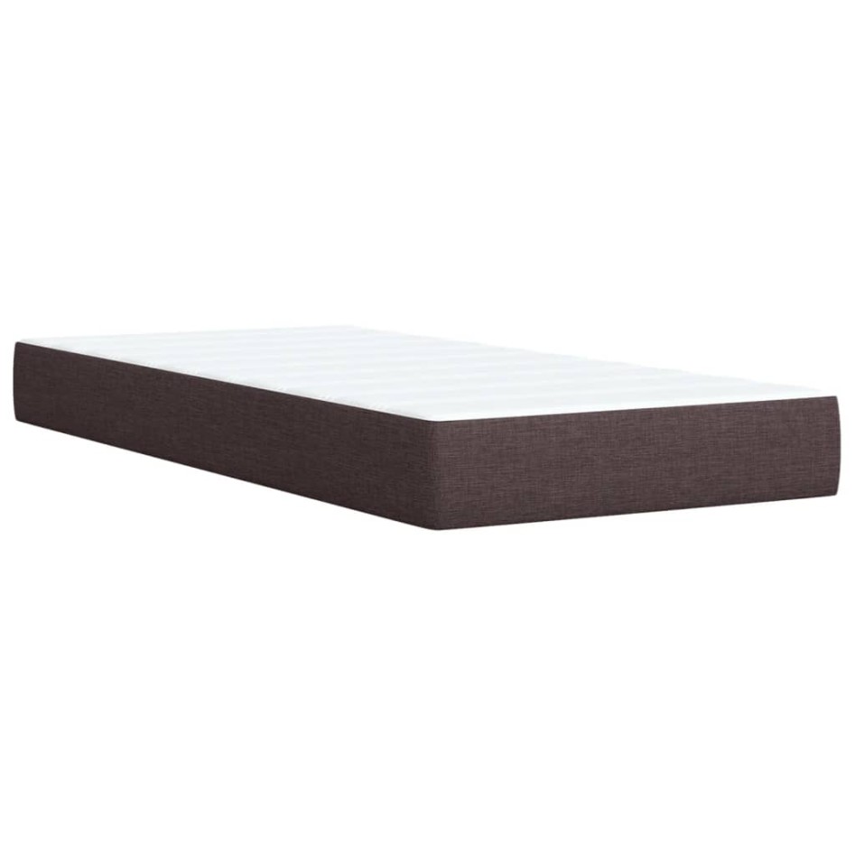 Cama box spring con colchón tela marrón oscuro 80x200