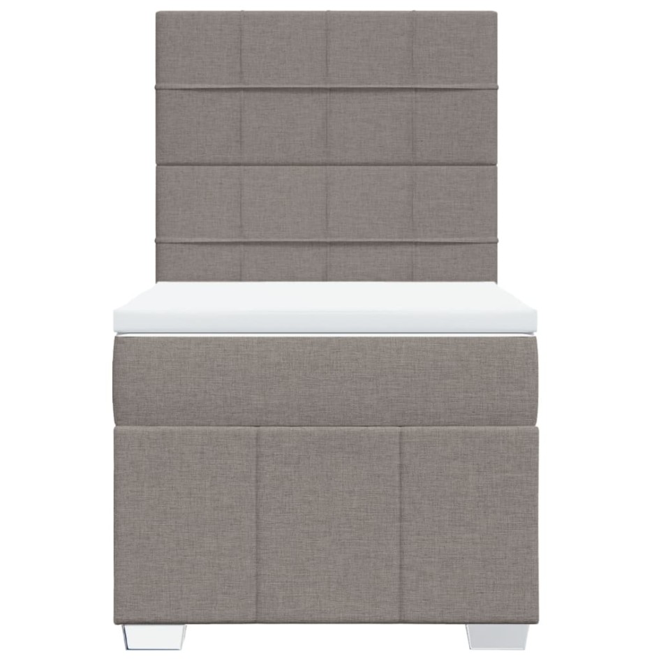 Cama box spring con colchón tela gris taupe 90x190