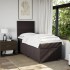 Cama box spring con colchón tela marrón oscuro 90x190