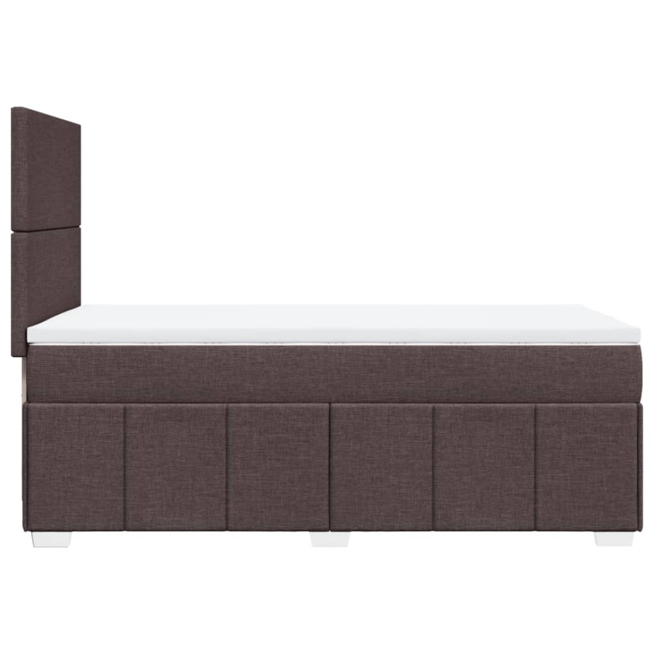 Cama box spring con colchón tela marrón oscuro 90x190