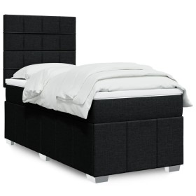 Cama box spring con colchón tela negro 90x190
