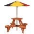 Mesa de picnic para 4 niños agujero para sombrilla madera