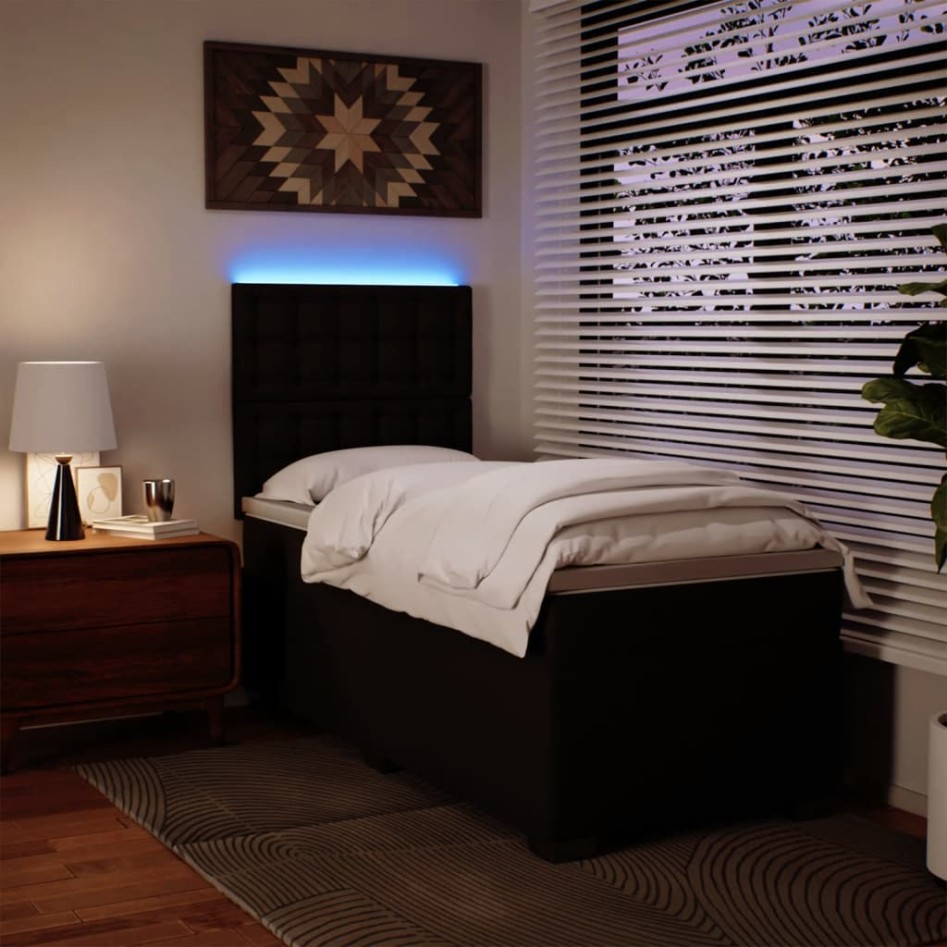 Cama box spring individual con colchón cuero sintético