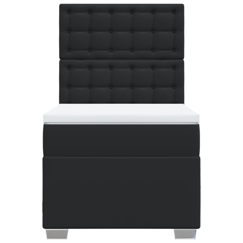 Cama box spring individual con colchón cuero sintético