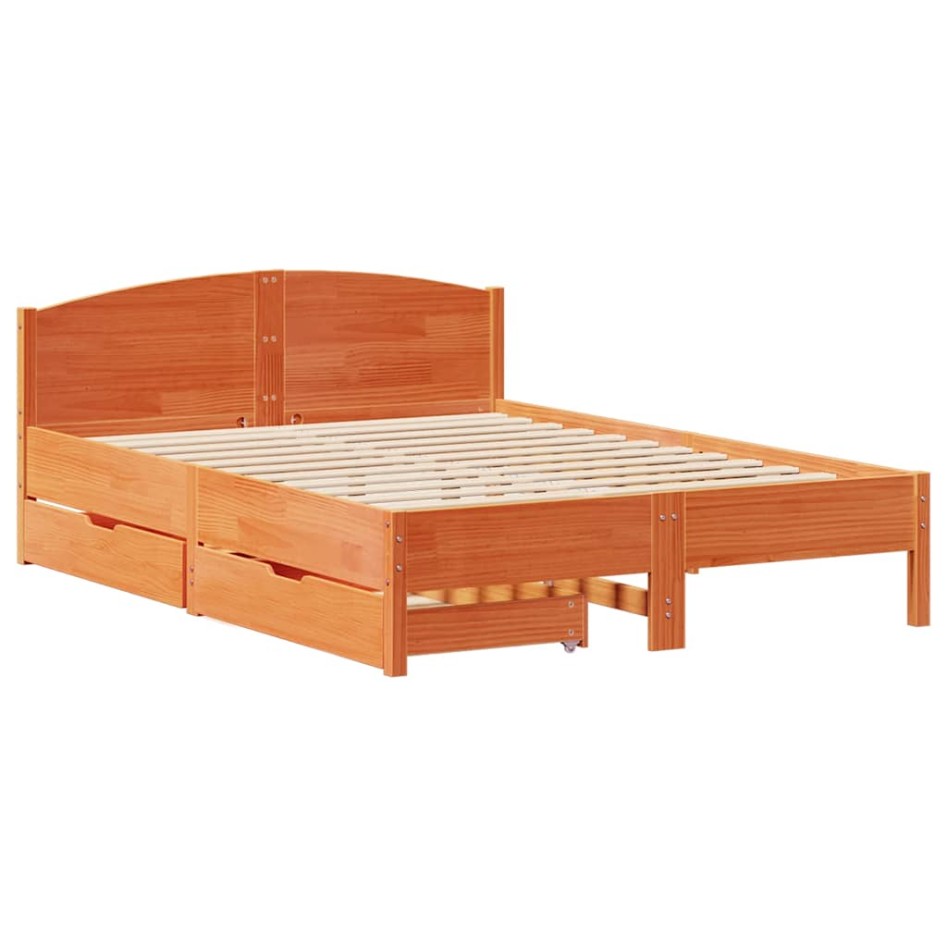 Estructura de cama sin colchón madera maciza marrón 120x190