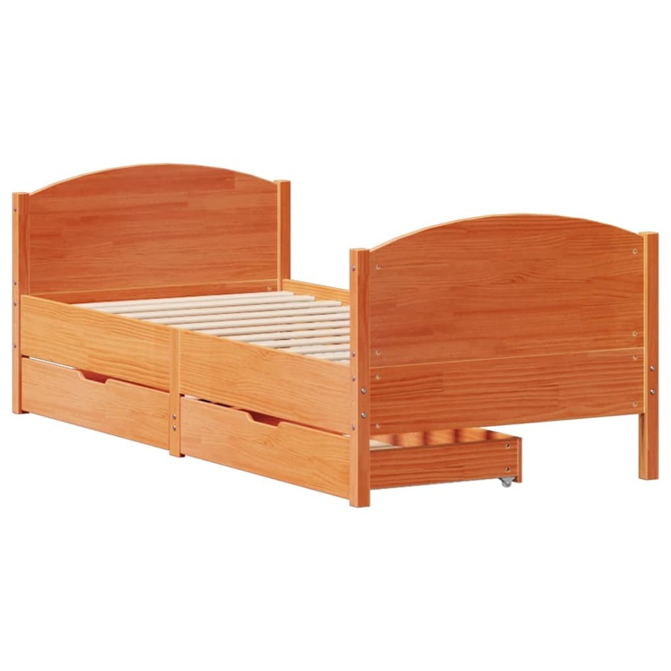 Estructura de cama sin colchón madera de pino marrón 90x200