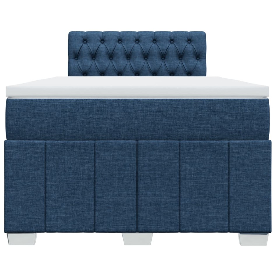 Cama box spring con colchón tela azul 120x190