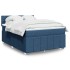 Cama box spring con colchón tela azul 140x200