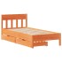 Cama sin colchón madera maciza de pino marrón cera 100x200